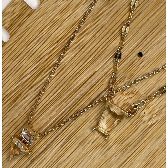 Guess Gold Tone Crystal Pendant Layered Necklace Fashion Style Trendy Stunning - Picture 1 of 12